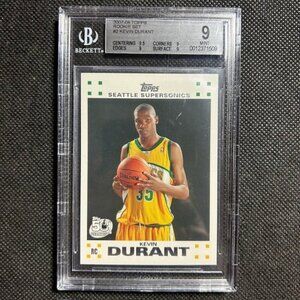 2007-08 Topps Rookie Set Kevin Durant #2 Rookie RC Basketball Card BGS 9 Mint